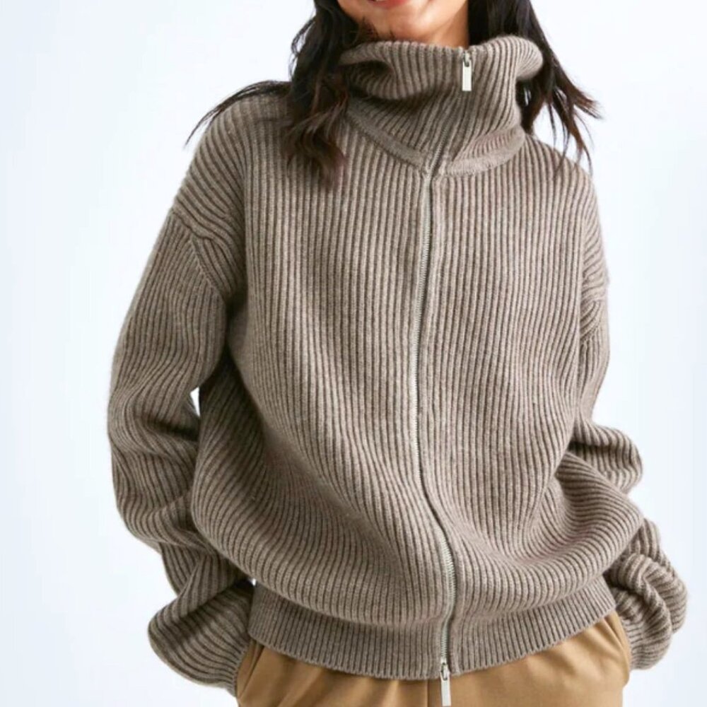Muted by JL Ribbed Wool Buffalo Cardigan in XS